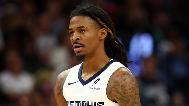 Oct 29, 2025; Phoenix, Arizona, USA; Memphis Grizzlies guard Ja Morant (12) against the Phoenix Suns at the Mortgage Matchup Center. Mandatory Credit: Mark J. Rebilas-Imagn Images Oct 29, 2025; Phoenix, Arizona, USA; Memphis Grizzlies guard Ja Morant (12) against the Phoenix Suns at the Mortgage Matchup Center. Mandatory Credit: Mark J. Rebilas-Imagn Images