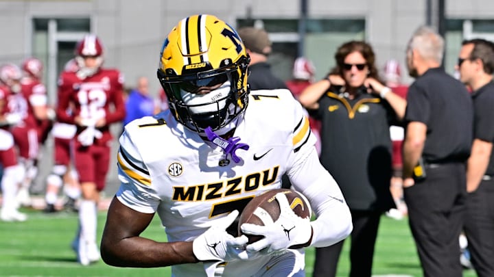 Missouri Tigers wide receiver Courtney Crutchfield (7) warms up before a game against the Massachusetts Minutemen at Warren McGuirk Alumni Stadium. 