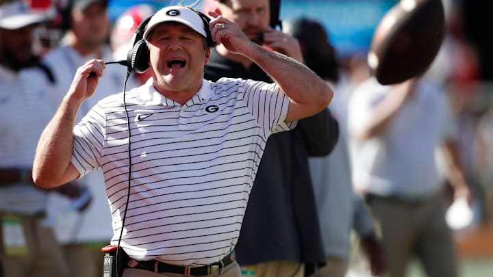 Georgia coach Kirby Smart reacts during the first half of a NCAA college football game between Auburn and Georgia in Athens, Ga., on Saturday, Sept. 8, 2022.
News Joshua L Jones Georgia coach Kirby Smart reacts during the first half of a NCAA college football game between Auburn and Georgia in Athens, Ga., on Saturday, Sept. 8, 2022.
News Joshua L Jones