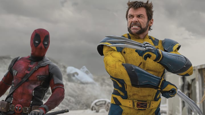 (L-R): Ryan Reynolds as Deadpool/Wade Wilson and Hugh Jackman as Wolverine/Logan in 20th Century Studios/Marvel Studios' DEADPOOL & WOLVERINE. Photo by Jay Maidment. © 2024 20th Century Studios / © and ™ 2024 MARVEL.