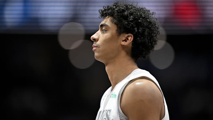 Apr 11, 2025; Dallas, Texas, USA; Dallas Mavericks guard Max Christie (00) looks on during the second half against the Toronto Raptors at the American Airlines Center. Mandatory Credit: Jerome Miron-Imagn Images Apr 11, 2025; Dallas, Texas, USA; Dallas Mavericks guard Max Christie (00) looks on during the second half against the Toronto Raptors at the American Airlines Center. Mandatory Credit: Jerome Miron-Imagn Images