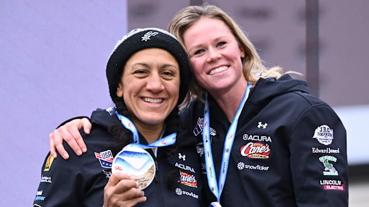 Jadin O’Brien (right) has teamed up with all-time U.S. bobsled great Elana Meyers Taylor.