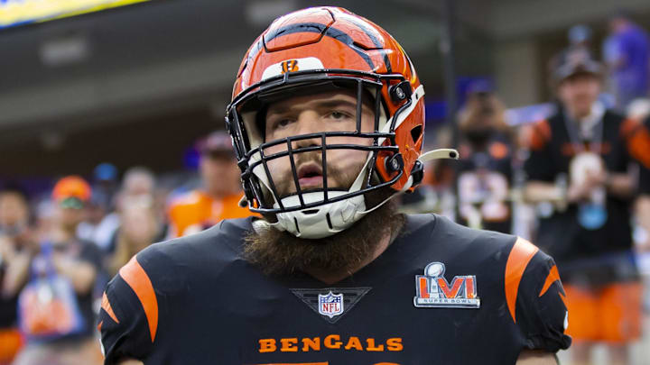 Feb 13, 2022; Inglewood, CA, USA; Cincinnati Bengals offensive tackle Jonah Williams (73) against