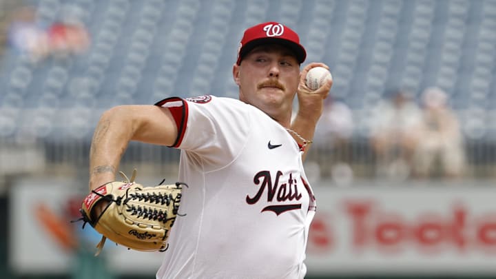 Washington Nationals starting pitcher Mitchell Parker (70) pitches against the Athletics during the second inning at Nationals Park. 
