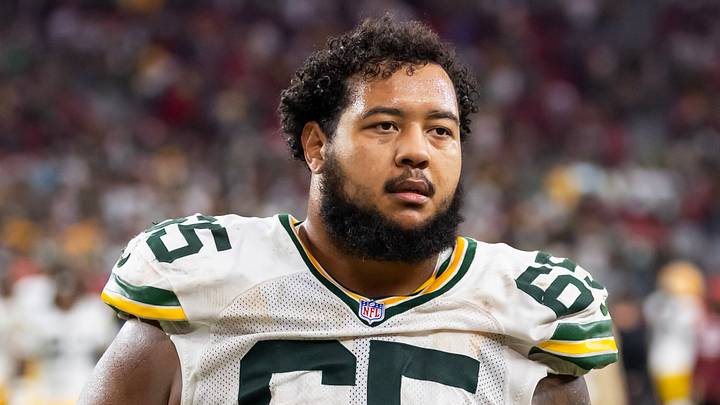 Oct 19, 2025; Glendale, Arizona, USA; Green Bay Packers guard Aaron Banks (65) against the Arizona Cardinals at State Farm Stadium. Mandatory Credit: Mark J. Rebilas-Imagn Images Oct 19, 2025; Glendale, Arizona, USA; Green Bay Packers guard Aaron Banks (65) against the Arizona Cardinals at State Farm Stadium. Mandatory Credit: Mark J. Rebilas-Imagn Images
