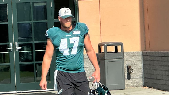 Eagles LS Charley Hughlett at the NovaCare Complex.
