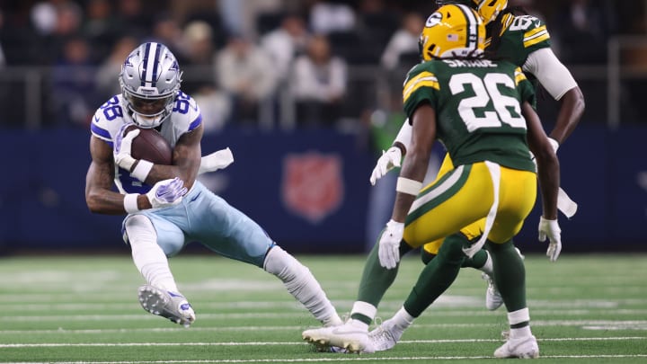 Jan 14, 2024; Arlington, Texas, USA; Dallas Cowboys wide receiver CeeDee Lamb (88) makes a catch