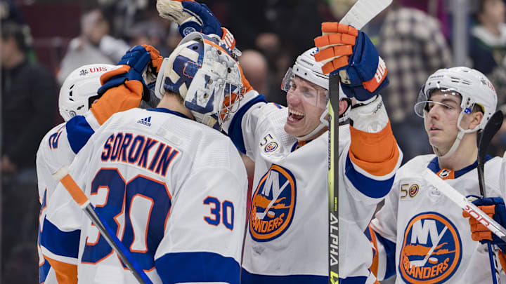 Jan 3, 2023; Vancouver, British Columbia, CAN; New York Islanders goalie Ilya Sorokin (30) and