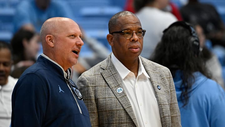 UNC basketball assistant Jeff Lebo and head coach Hubert Davis UNC basketball assistant Jeff Lebo and head coach Hubert Davis