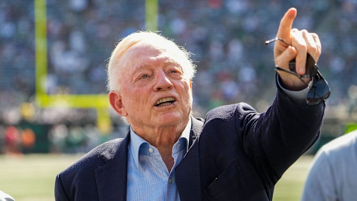 Dallas Cowboys Owner Jerry Jones stands on the field prior to a game against the New York Jets. Dallas Cowboys Owner Jerry Jones stands on the field prior to a game against the New York Jets.