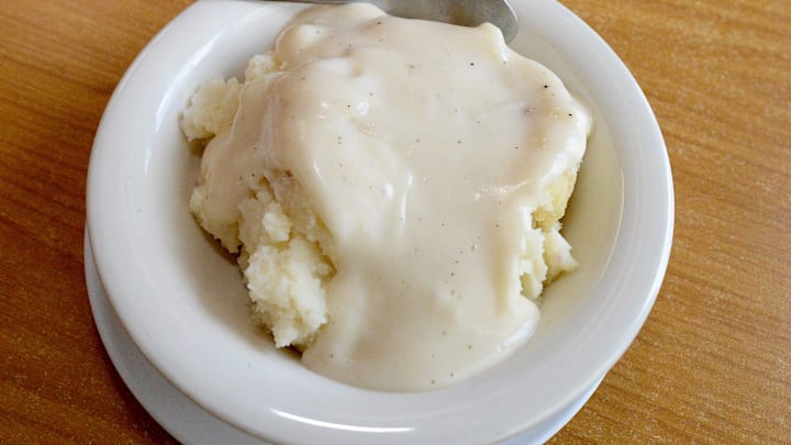 Bowl of mashed potatoes and gravy at Sunrise Cafe in Springfield Thursday, Nove. 16, 2023.
