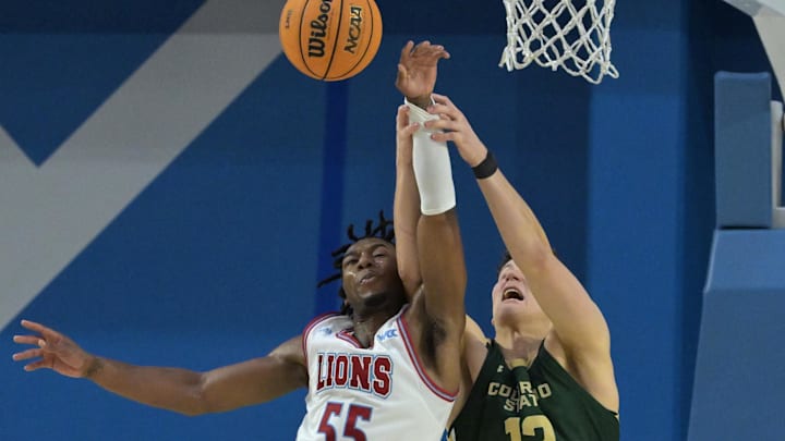 Dec 22, 2023; Los Angeles, California, USA; Loyola Marymount Lions guard Dominick Harris (55) and