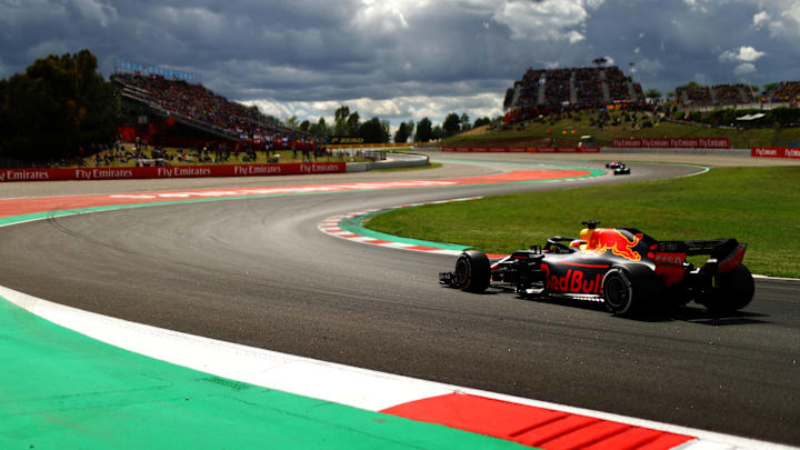 Daniel Ricciardo of Australia driving the (3) Aston Martin Red Bull Racing RB14 TAG Heuer on track during the Spanish Formula One Grand Prix at Circuit de Catalunya on May 13, 2018 in Montmelo, Spain. (Photo by Dan Istitene/Getty Images)