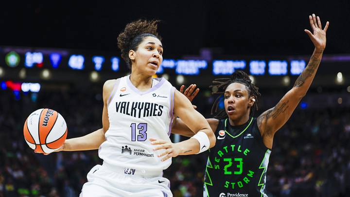 The Golden State Valkyries and forward Janelle Salaun are road favorites on June 12. The Golden State Valkyries and forward Janelle Salaun are road favorites on June 12.