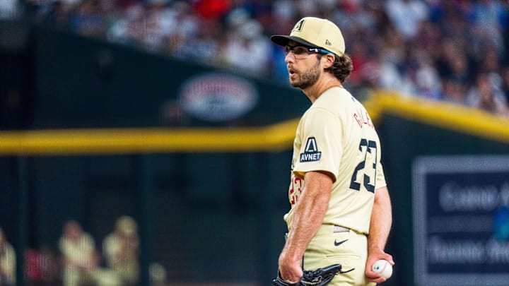 Aug 30, 2024; Phoenix, Arizona, USA; Arizona Diamondbacks pitcher Zac Gallen (23) on the mound in the second inning against the Los Angeles Dodgers at Chase Field. Mandatory Credit: Allan Henry-Imagn Images Aug 30, 2024; Phoenix, Arizona, USA; Arizona Diamondbacks pitcher Zac Gallen (23) on the mound in the second inning against the Los Angeles Dodgers at Chase Field. Mandatory Credit: Allan Henry-Imagn Images
