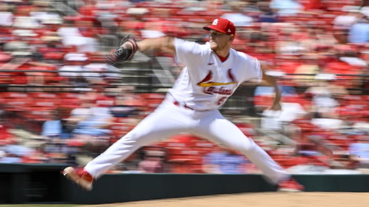 Apr 19, 2023; St. Louis, Missouri, USA; St. Louis Cardinals relief pitcher Zack Thompson (57) pitches against the Arizona Diamondbacks during the sixth inning at Busch Stadium. Mandatory Credit: Jeff Curry-Imagn Images Apr 19, 2023; St. Louis, Missouri, USA; St. Louis Cardinals relief pitcher Zack Thompson (57) pitches against the Arizona Diamondbacks during the sixth inning at Busch Stadium. Mandatory Credit: Jeff Curry-Imagn Images