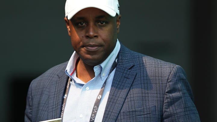 Sep 11, 2022; Miami Gardens, Florida, USA; Miami Dolphins general manager Chris Grier stands in the