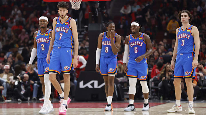 Oct 25, 2023; Chicago, Illinois, USA; Oklahoma City Thunder guard Shai Gilgeous-Alexander (2),