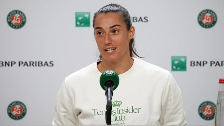 Caroline Garcia promoted her Tennis Insider Club podcast at Roland Garros.