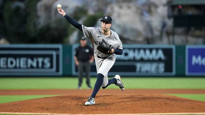 Sep 2, 2026; Anaheim, California, USA; New York Yankees pitcher Cam Schlittler (31) throws against the Los Angeles Angels at Angel Stadium. Mandatory Credit: Kirby Lee-Imagn Images Sep 2, 2026; Anaheim, California, USA; New York Yankees pitcher Cam Schlittler (31) throws against the Los Angeles Angels at Angel Stadium. Mandatory Credit: Kirby Lee-Imagn Images