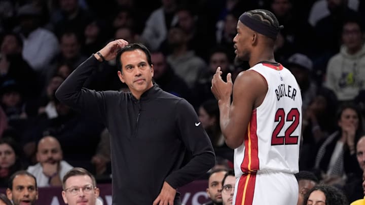 Miami Heat coach Erik Spoelstra and forward Jimmy Butler