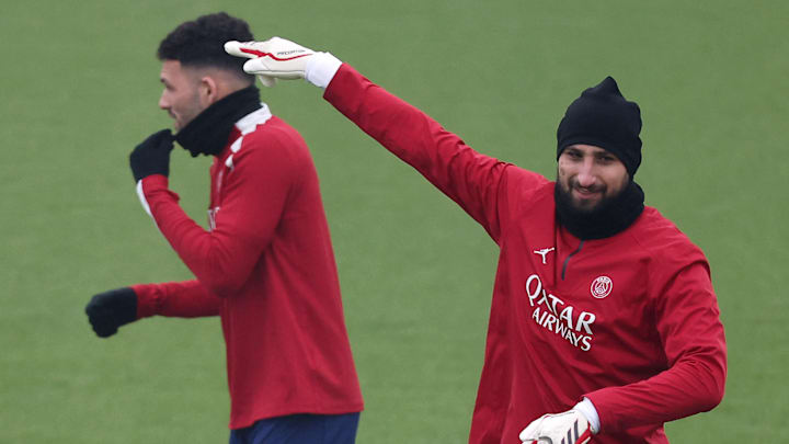 Gonçalo Ramos et Gigio Donnarumma, PSG training