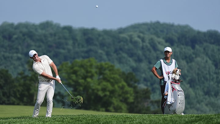 Rory McIlroy had his share of hacks from the rough in an opening round of 74.