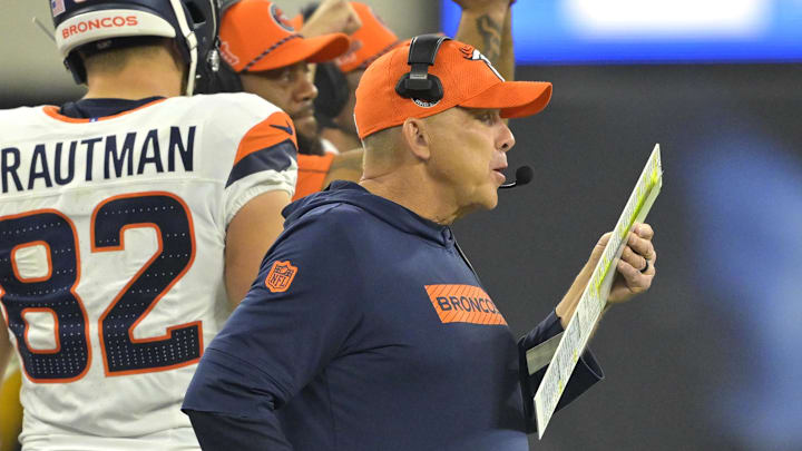 Dec 19, 2024; Inglewood, California, USA; Denver Broncos head coach Sean Payton on the sidelines in the first half against the Los Angeles Chargers at SoFi Stadium. Dec 19, 2024; Inglewood, California, USA; Denver Broncos head coach Sean Payton on the sidelines in the first half against the Los Angeles Chargers at SoFi Stadium.