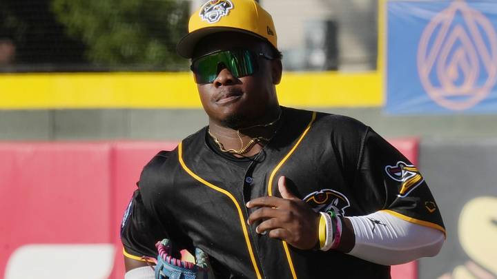Erie SeaWolves outfielder Zyhir Hope heads to the dugout during an Eastern League baseball game against the Altoona Curve at UPMC Park in Erie, Pa., on Aug. 4, 2026. Erie SeaWolves outfielder Zyhir Hope heads to the dugout during an Eastern League baseball game against the Altoona Curve at UPMC Park in Erie, Pa., on Aug. 4, 2026.