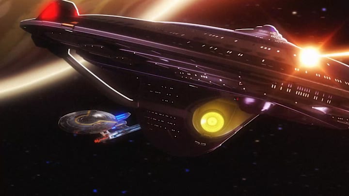 “Crisis Point 2: Paradoxus" - Ep#308--Tawny Newsome as Ensign Beckett Mariner, Noel Wells as Ensign Tendi, Eugene Cordero as Ensign Rutherford and Jack Quaid as Ensign Brad Boimler of the Paramount+ series STAR TREK: LOWER DECKS. Photo: PARAMOUNT+ ©2022 CBS Interactive, Inc. All Rights Reserved **Best Possible Screen Grab**