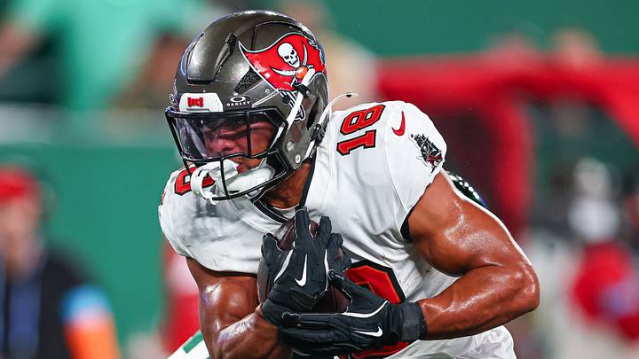 Aug 14, 2026; East Rutherford, New Jersey, USA; Tampa Bay Buccaneers running back Josh Williams (18) scores a rushing touchdown during the second half against New York Jets at MetLife Stadium. Mandatory Credit: Vincent Carchietta-Imagn Images Aug 14, 2026; East Rutherford, New Jersey, USA; Tampa Bay Buccaneers running back Josh Williams (18) scores a rushing touchdown during the second half against New York Jets at MetLife Stadium. Mandatory Credit: Vincent Carchietta-Imagn Images