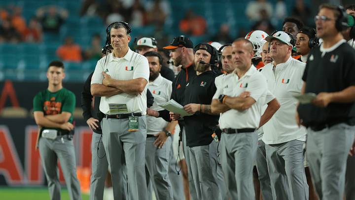 Sep 10, 2026; Miami Gardens, Florida, USA; Miami Hurricanes head coach Mario Cristobal looks on in the fourth quarter against the Florida A&M Rattlers at Hard Rock Stadium. Mandatory Credit: Sam Navarro-Imagn Images Sep 10, 2026; Miami Gardens, Florida, USA; Miami Hurricanes head coach Mario Cristobal looks on in the fourth quarter against the Florida A&M Rattlers at Hard Rock Stadium. Mandatory Credit: Sam Navarro-Imagn Images