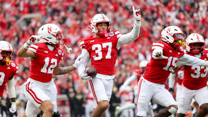 Donovan Jones celebrates his interception against Northwestern.