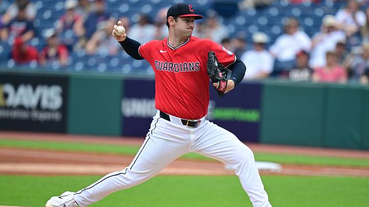 May 27, 2026: Cleveland Guardians starting pitcher Gavin Williams (32) throws a pitch during the first inning against the Washington Nationals at Progressive Field. 