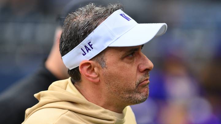 Sep 14, 2024; Seattle, Washington, USA; Washington Huskies head coach Jedd Fisch walks off the field after the game against the Washington State Cougars during the second half at Lumen Field. Sep 14, 2024; Seattle, Washington, USA; Washington Huskies head coach Jedd Fisch walks off the field after the game against the Washington State Cougars during the second half at Lumen Field.