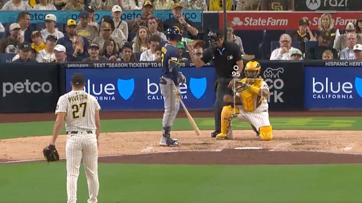 Roberto Ortiz had a brutal night behind home plate in the Brewers-Padres game. 