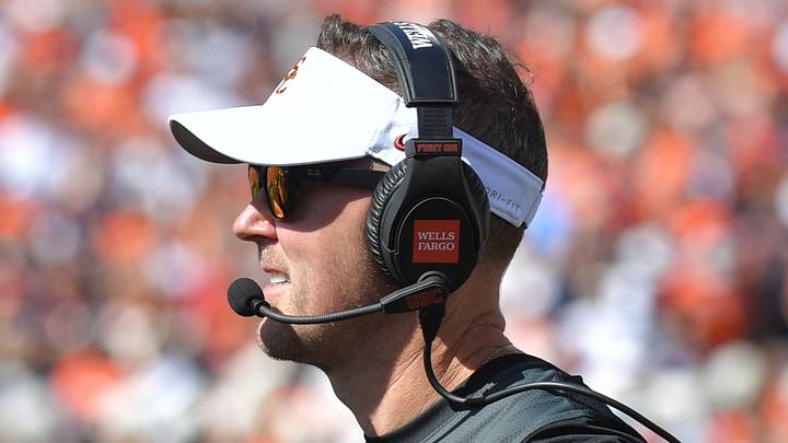 Sep 27, 2025; Champaign, Illinois, USA; Southern California Trojans head coach Lincoln Riley on the sidelines during the first half against the Illinois Fighting Illini at Memorial Stadium. Mandatory Credit: Ron Johnson-Imagn Images Sep 27, 2025; Champaign, Illinois, USA; Southern California Trojans head coach Lincoln Riley on the sidelines during the first half against the Illinois Fighting Illini at Memorial Stadium. Mandatory Credit: Ron Johnson-Imagn Images