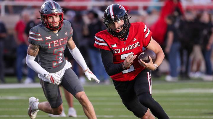 Brendan Sorsby runs with the ball during the Texas Tech football team's spring game, Friday, April 17, 2026, at Jones AT&T Stadium. Brendan Sorsby runs with the ball during the Texas Tech football team's spring game, Friday, April 17, 2026, at Jones AT&T Stadium.