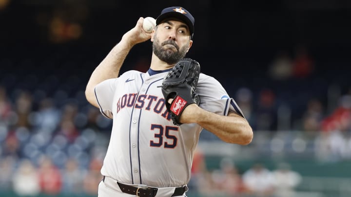 Apr 19, 2024; Washington, District of Columbia, USA; Houston Astros starting pitcher Justin Verlander