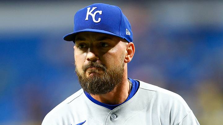 Jun 22, 2026; St. Petersburg, Florida, USA; Kansas City Royals pitcher John Schreiber (46) reacts after pitching the eighth inning against the Tampa Bay Rays at Tropicana Field. Mandatory Credit: Nathan Ray Seebeck-Imagn Images Jun 22, 2026; St. Petersburg, Florida, USA; Kansas City Royals pitcher John Schreiber (46) reacts after pitching the eighth inning against the Tampa Bay Rays at Tropicana Field. Mandatory Credit: Nathan Ray Seebeck-Imagn Images