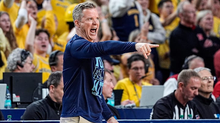 Michigan head coach Dusty May reacts to a play against Nebraska during the second half on Tuesday, Jan. 27, 2026. Michigan head coach Dusty May reacts to a play against Nebraska during the second half on Tuesday, Jan. 27, 2026.