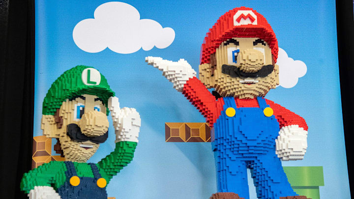 3D sculptures of Nintendo characters Luigi and Mario made from LEGO bricks on display at the Stockton Brick Convention at the San Joaquin County fairgrounds in Stockton on Feb. 2, 2024. The event, which runs Sat, Feb 3 and Sunday, Feb .4, features artwork and creations made created from LEGO bricks, hands-on LEGO making activities and vendors offering the latest sets and mini-figures.
