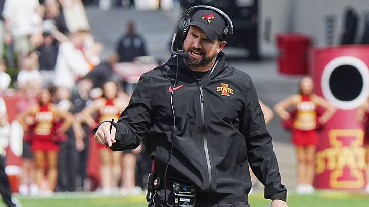 Iowa State football head coach Jimmy Rogers reacts after an interception against Bowling Green’s during the first quarter on Sept. 19, 2026, at Jack Trice Stadium in Ames. Iowa State football head coach Jimmy Rogers reacts after an interception against Bowling Green’s during the first quarter on Sept. 19, 2026, at Jack Trice Stadium in Ames.