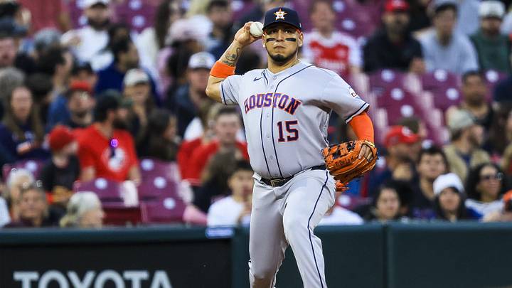 May 8, 2026; Cincinnati, Ohio, USA; Houston Astros third baseman Isaac Paredes (15) throws to first to get Cincinnati Reds catcher Tyler Stephenson (not pictured) out in the seventh inning at Great American Ball Park. Mandatory Credit: Katie Stratman-Imagn Images May 8, 2026; Cincinnati, Ohio, USA; Houston Astros third baseman Isaac Paredes (15) throws to first to get Cincinnati Reds catcher Tyler Stephenson (not pictured) out in the seventh inning at Great American Ball Park. Mandatory Credit: Katie Stratman-Imagn Images