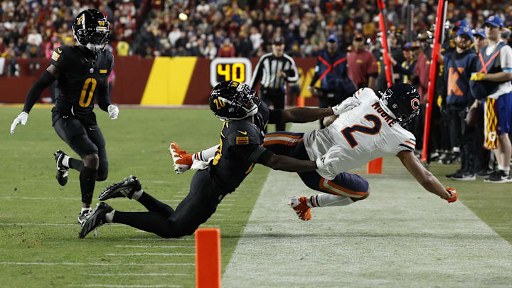 DJ Moore is knocked out of bounds by Quan Martin in last year's 18-15 Commanders win over the Bears. DJ Moore is knocked out of bounds by Quan Martin in last year's 18-15 Commanders win over the Bears.