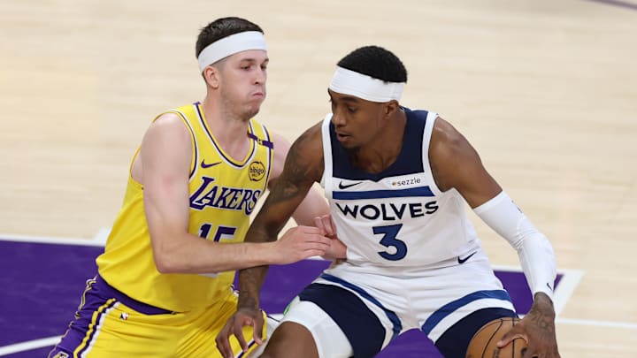 Austin Reaves had a tremendous regular season, but he's been getting bullied by the Wolves in the first two games