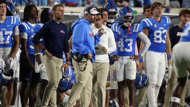 Sep 19, 2026; Oxford, Mississippi, USA; Mississippi Rebels Head Coach Pete Golding looks on during the second quarter against the LSU Tigers at Vaught-Hemingway Stadium. Mandatory Credit: Petre Thomas-Imagn Images Sep 19, 2026; Oxford, Mississippi, USA; Mississippi Rebels Head Coach Pete Golding looks on during the second quarter against the LSU Tigers at Vaught-Hemingway Stadium. Mandatory Credit: Petre Thomas-Imagn Images