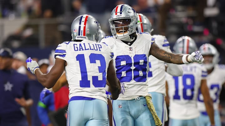 Dallas Cowboys wide receiver Michael Gallup celebrates with CeeDee Lamb 