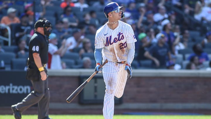 New York Mets first baseman Pete Alonso hits a home run against the Seattle Mariners on Sept. 3, 2023, at Citi Field.