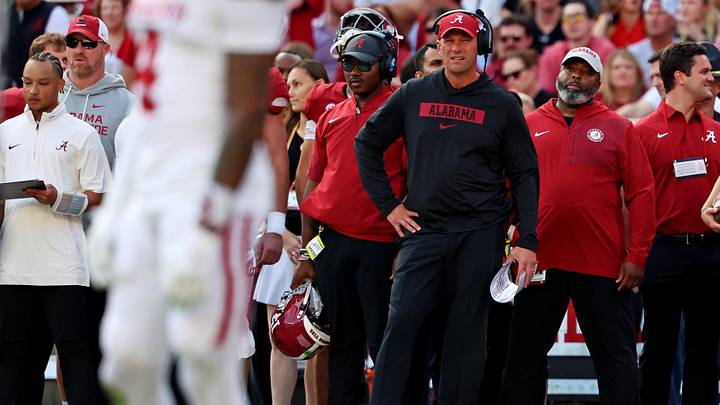 Nov 15, 2025; Tuscaloosa, Alabama, USA; Alabama Crimson Tide head coach Kalen Deboer looks on during the first half go the game against the Oklahoma Sooners at Saban Field at Bryant-Denny Stadium. Mandatory Credit: David Leong-Imagn Images Nov 15, 2025; Tuscaloosa, Alabama, USA; Alabama Crimson Tide head coach Kalen Deboer looks on during the first half go the game against the Oklahoma Sooners at Saban Field at Bryant-Denny Stadium. Mandatory Credit: David Leong-Imagn Images